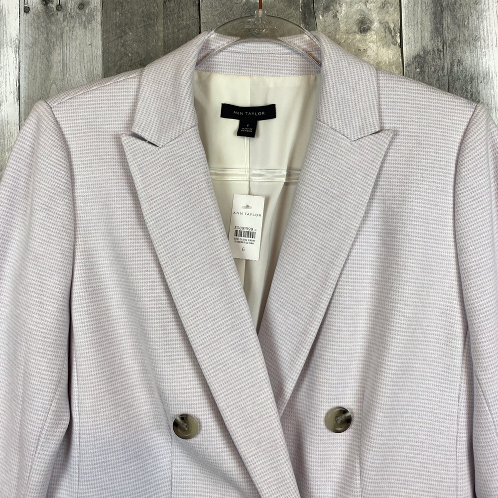 Ann Taylor Lavender Houndstooth Plaid Print Blazer Size 6 NWT! - Picture 5 of 14
